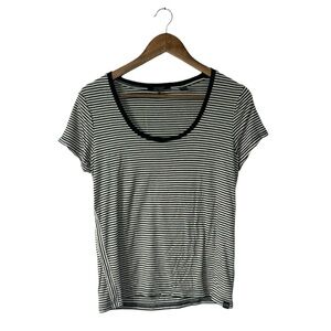 Scotch & Soda Sun-N-Sand Black White Stripe T-Shirt Short Sleeve Casual Medium